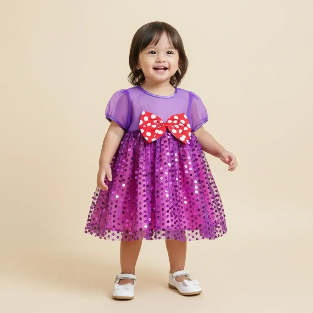 Dress Glamour Furing Polka Ribbon