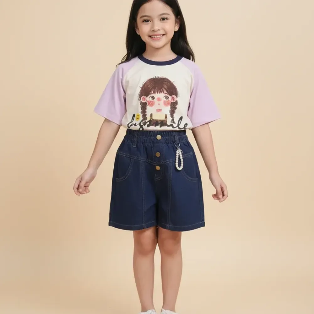 Set Girls Plaited Braid Top Shorts