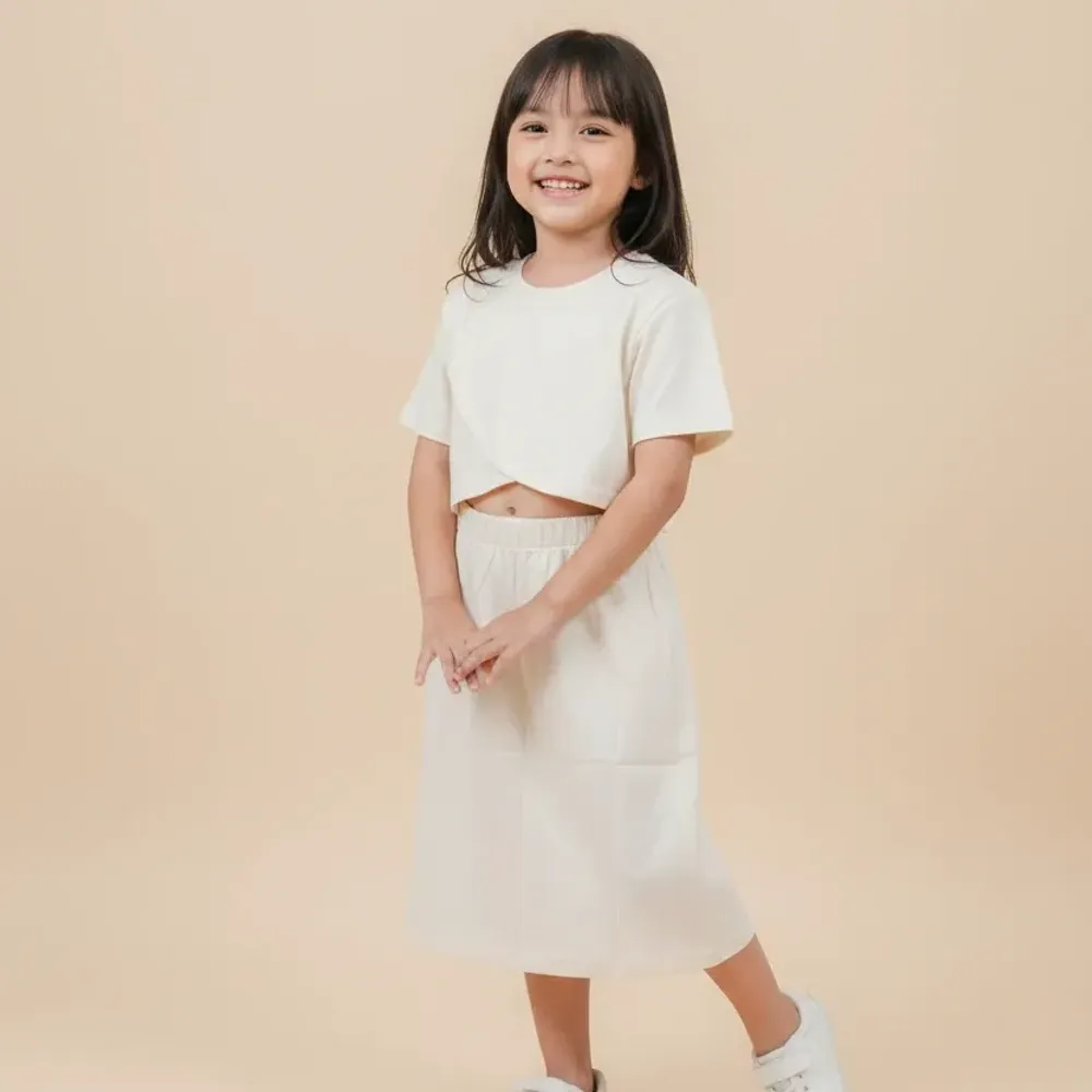 Set Girls Simple Round Neck Plain