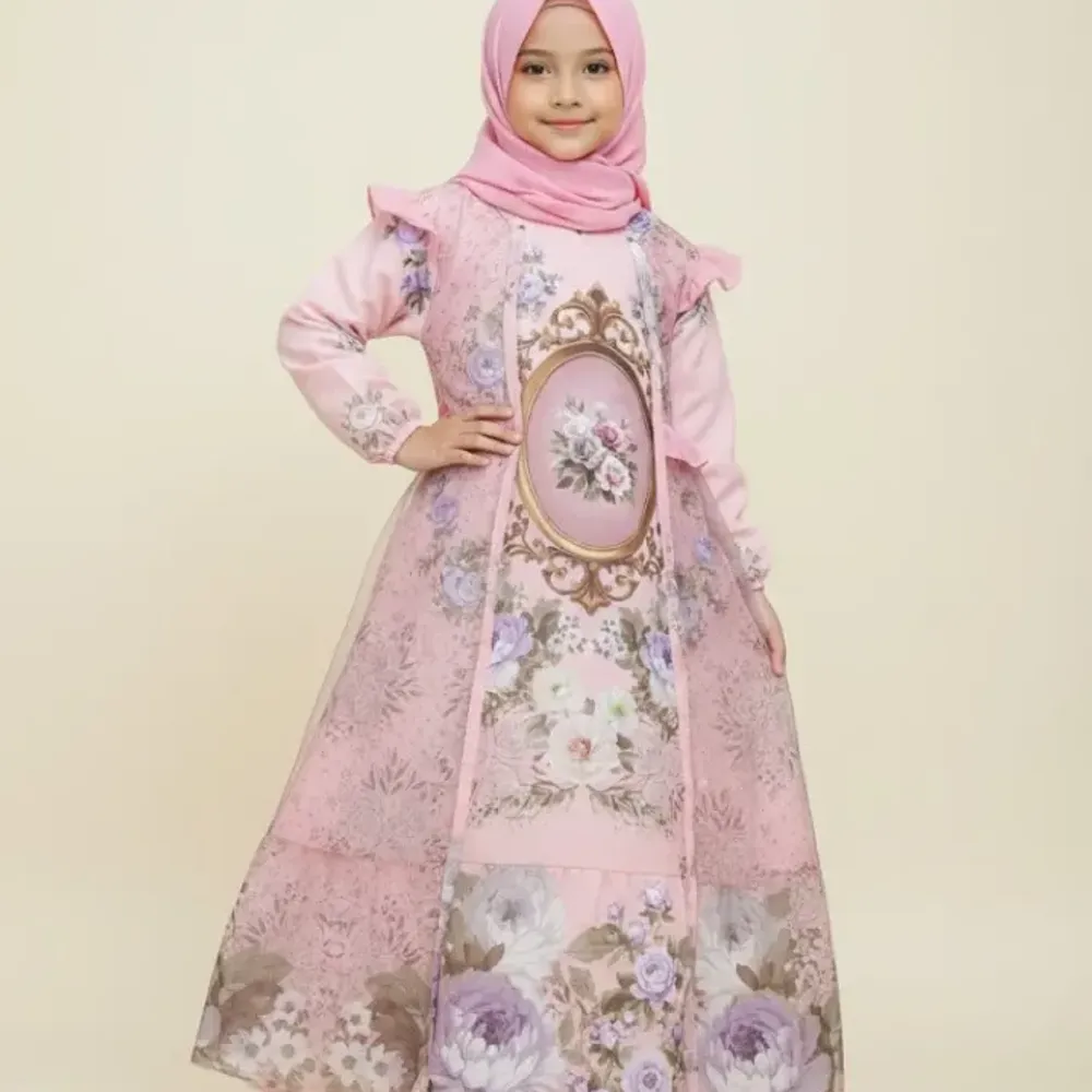 Gamis Anak Sky Blue Embralle
