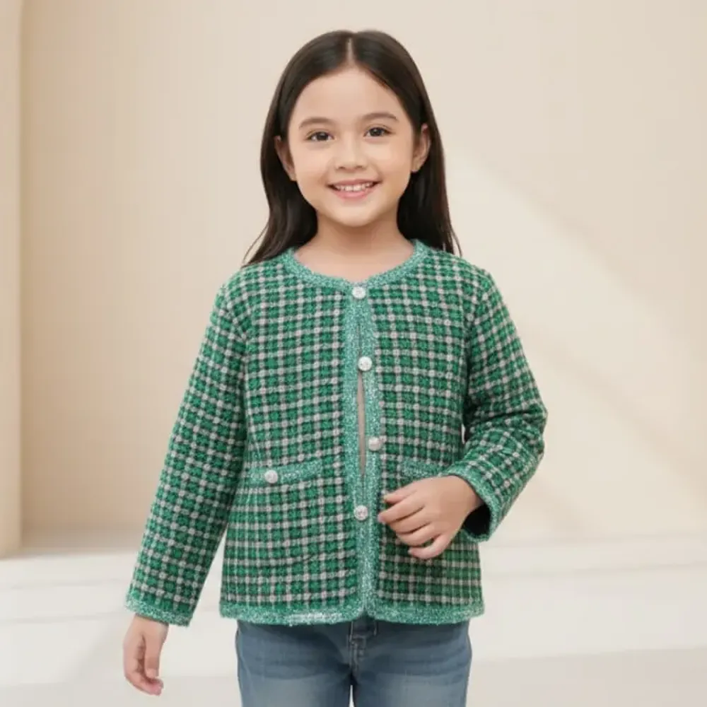 Jacket Girls Houndstooth Elegant Luxury Snazzy