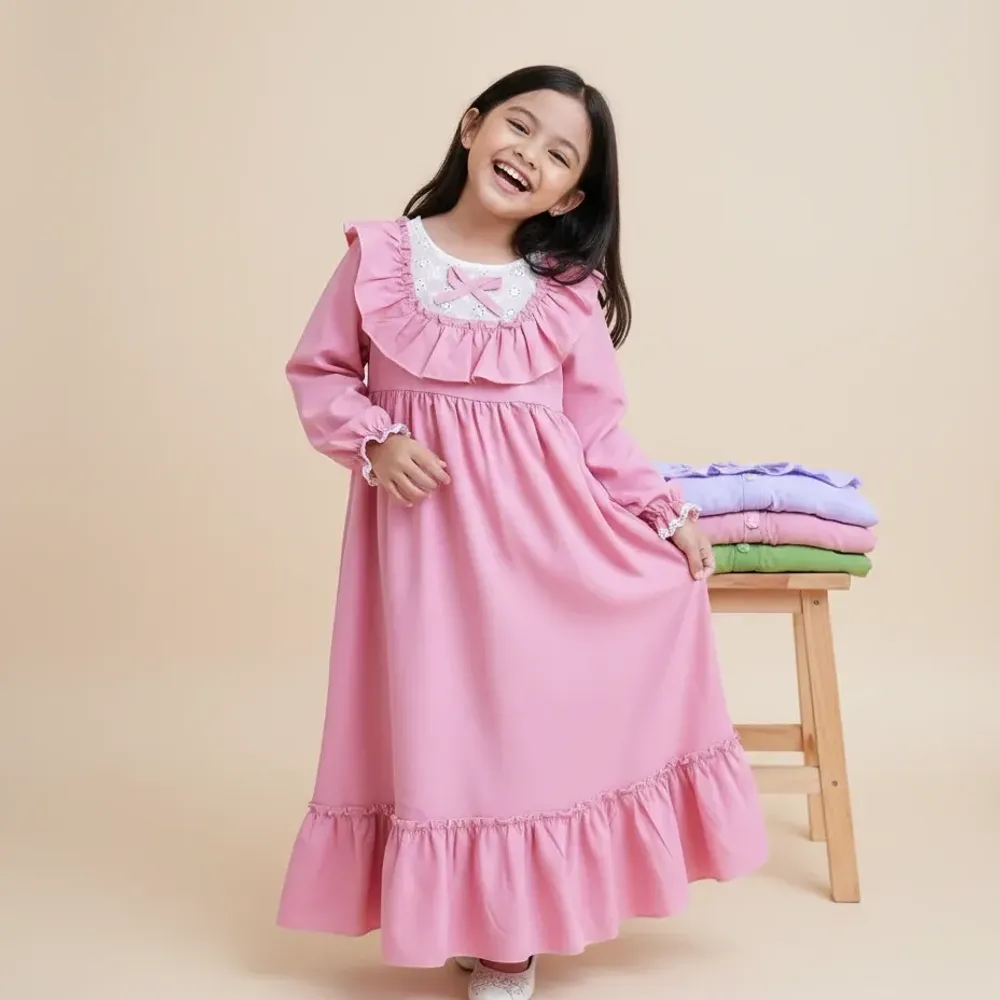 (gamis) Dress Girls Gauze Twirl Flutter Fair - (gamis)