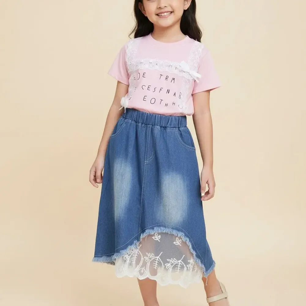 Set Girl Long Skirt Lace