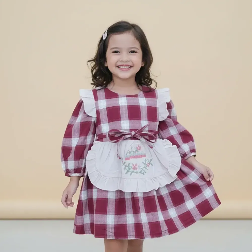 Dress Girl Ribbon Tartan Fly