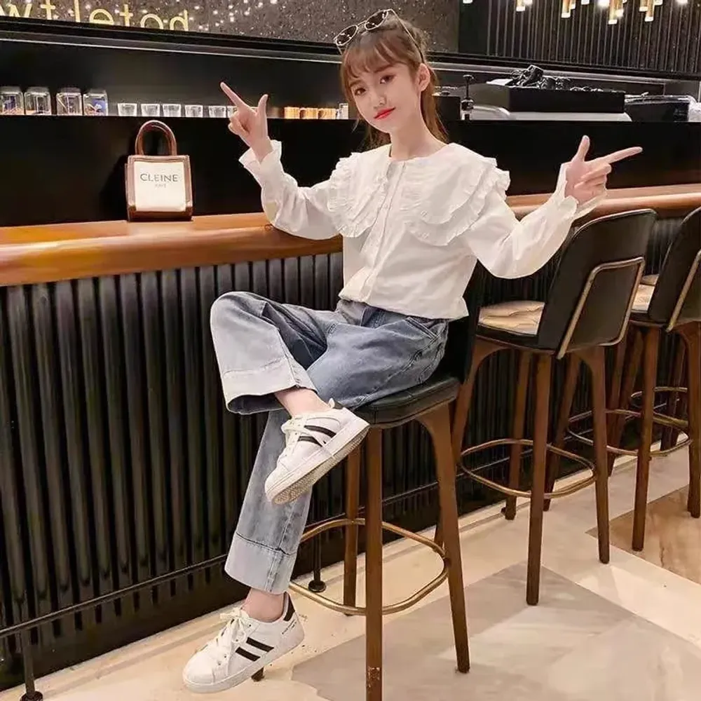 Set Girl Ruffle Denim Goods