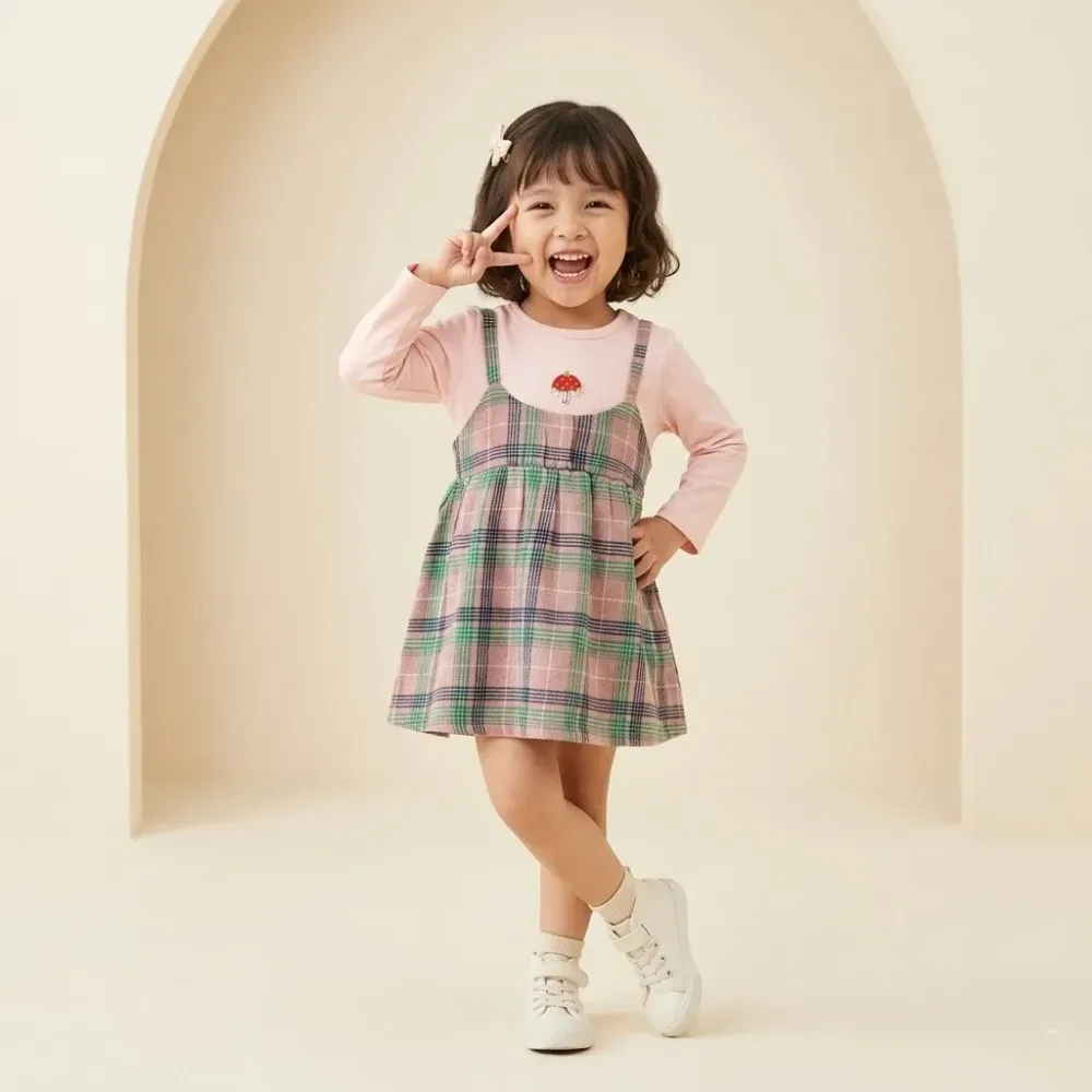 Dress Little Umbrella Tartan Cutie