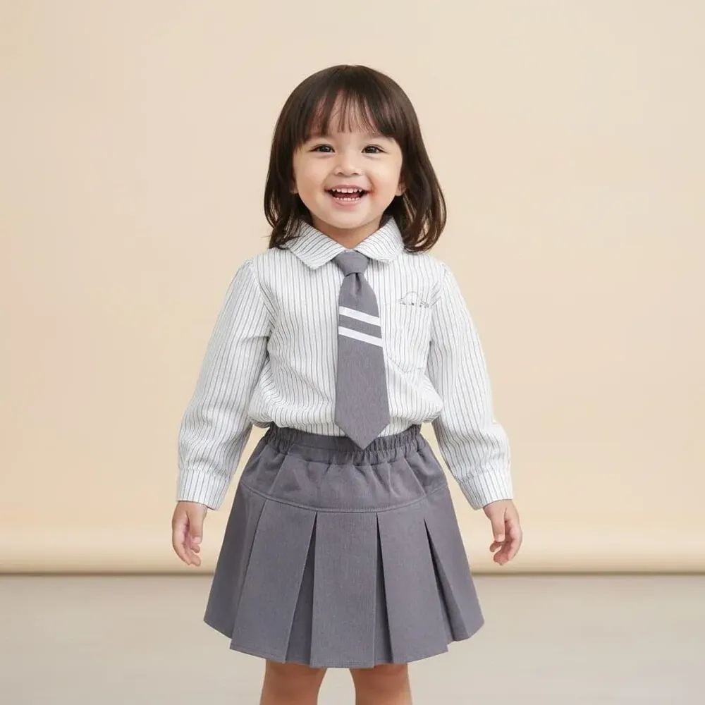 Set Girl Stripe Browny Cute