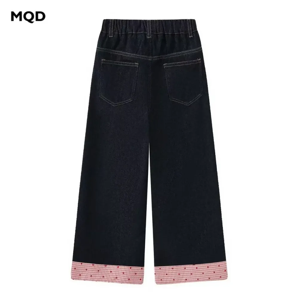 Pants Girl Versatile Cuffed Denim