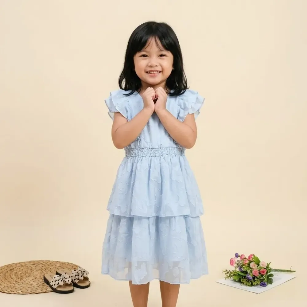 Dress Girls Layla Ruffle Cold Iceblue โ tampilan lain