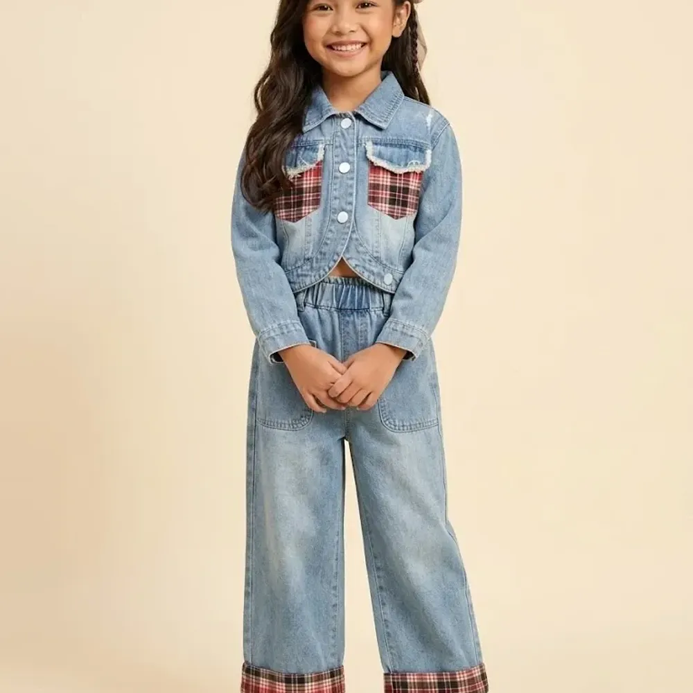 Set Girls Red Pocket Denim - Foto 2