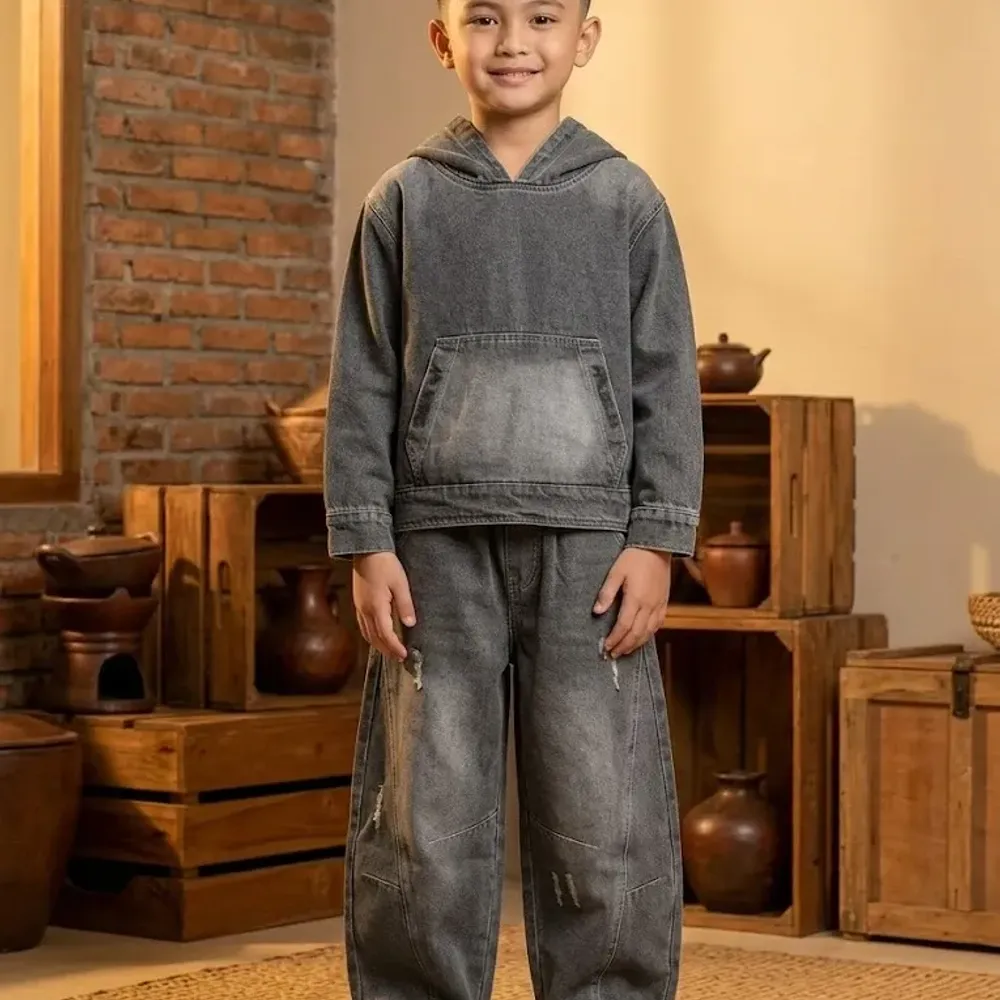 Set Boys Beige Buddy Hood