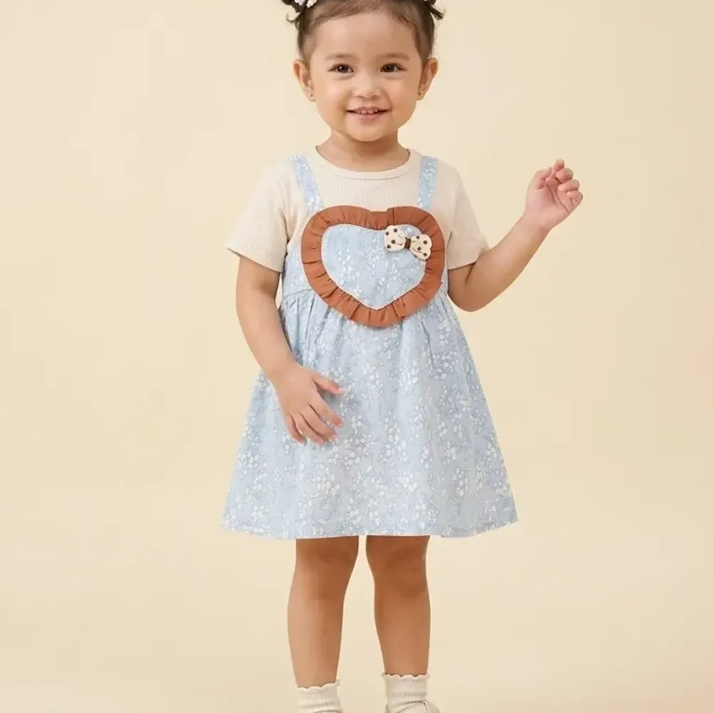 Dress Girls Blue Bow Heart