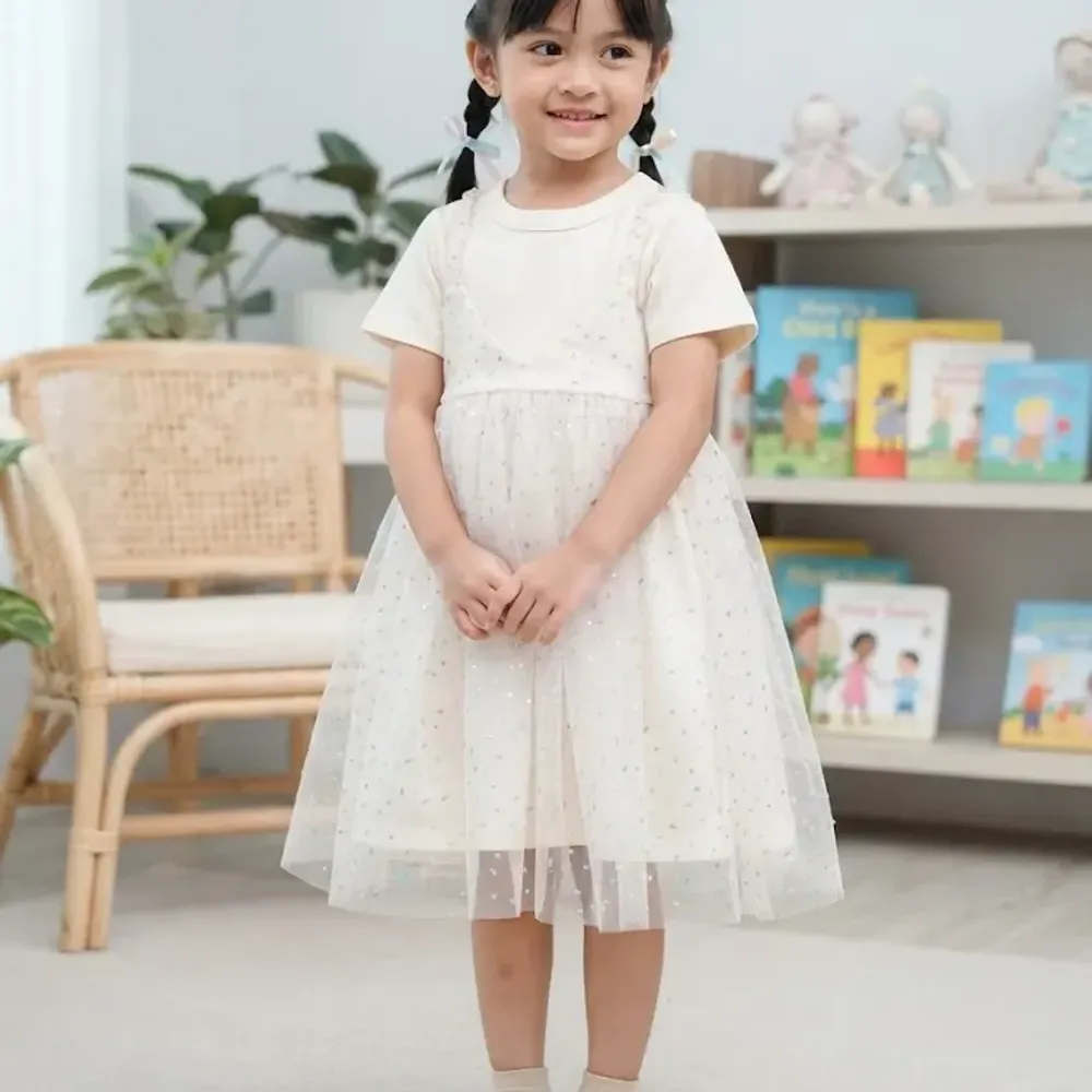Dress Sparkling Rib Combination Kiyowo