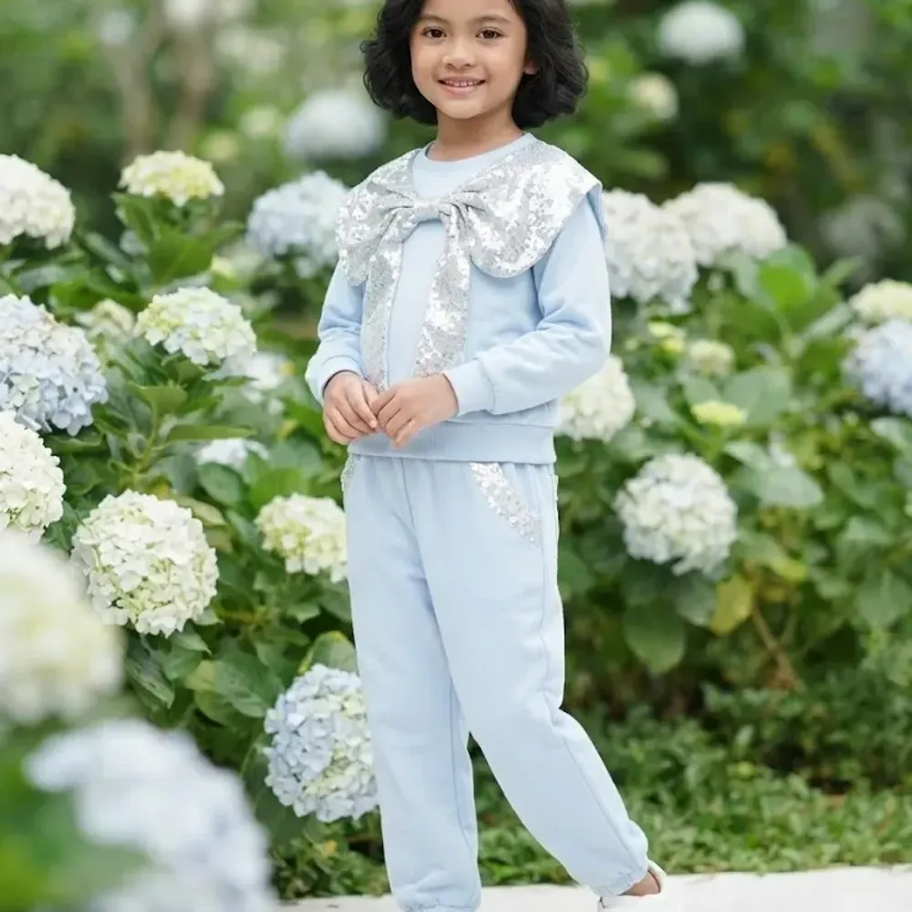 Set Girl Skyblue Ribbon Caddle
