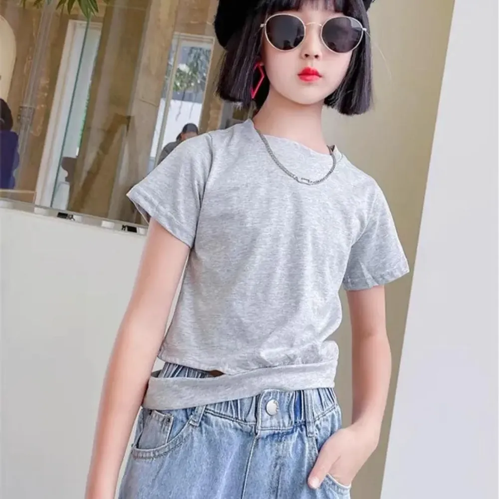 Tops Girls Glace Popular Simple Casual