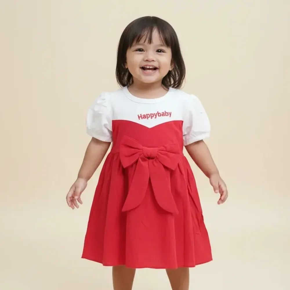 Dress Girls Happy Baby Ribbon Gown