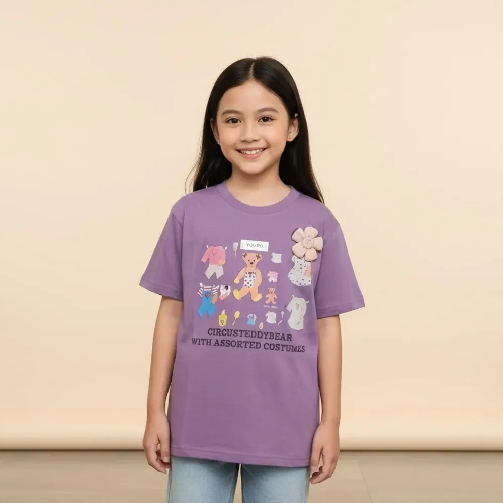 Tops Girl Purple Bear Look