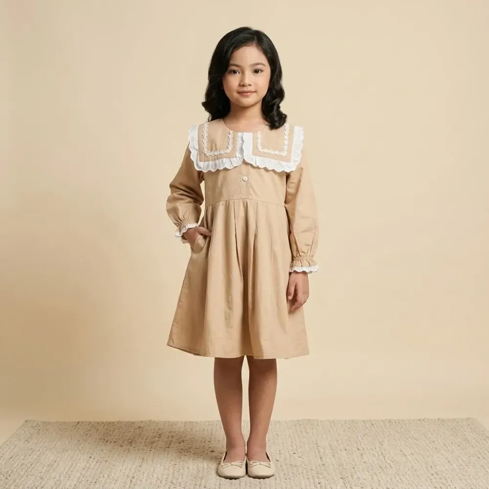 Dress Girls Fancy European Lapel