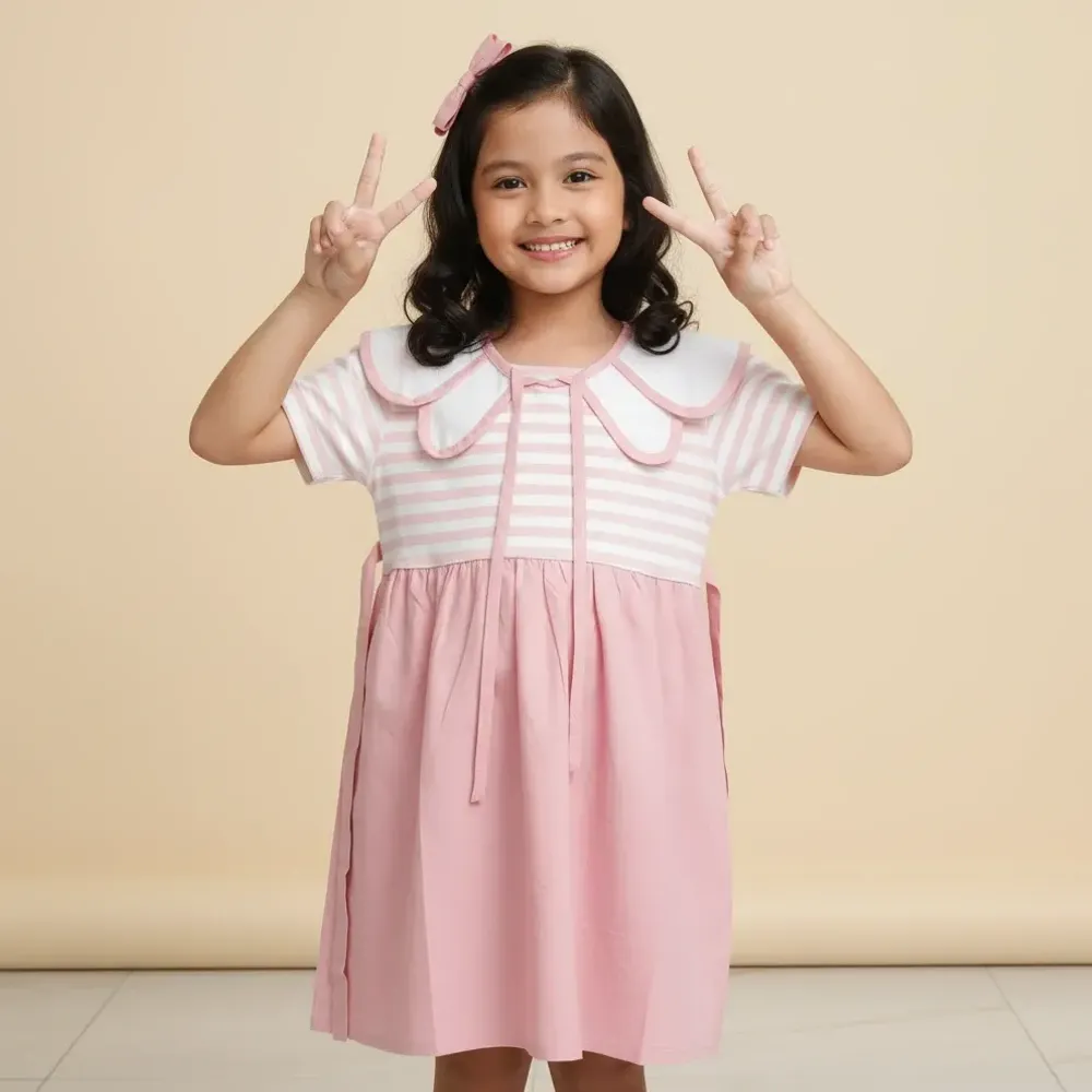 Dress Girl Grape Lines Day