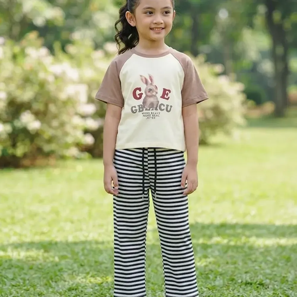 Set Girls Pretty Stripe Bunny Splice