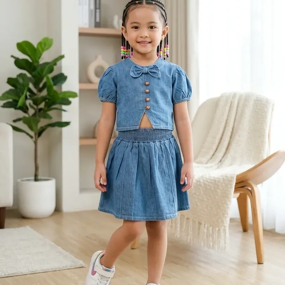 Setelan Rok Denim Tie Trend