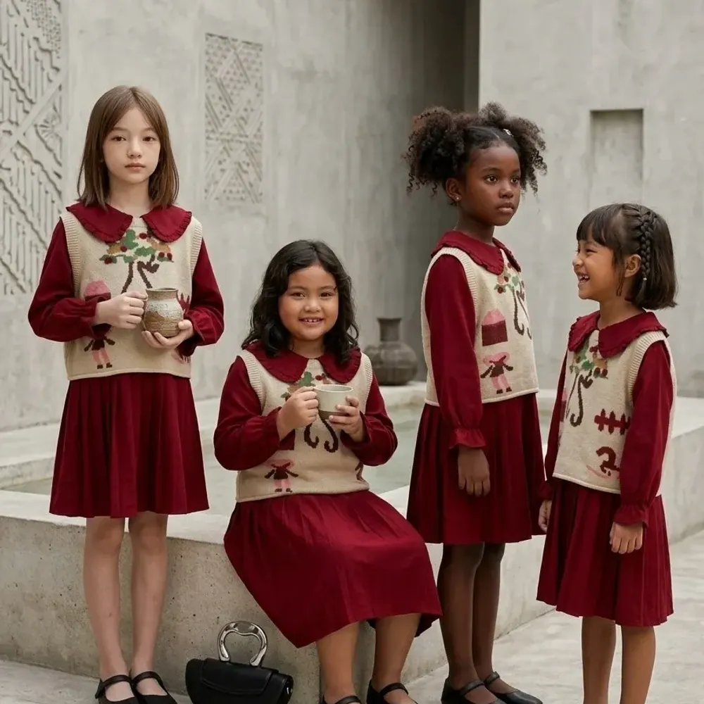 Dress Girl Plum Cake Ruffle