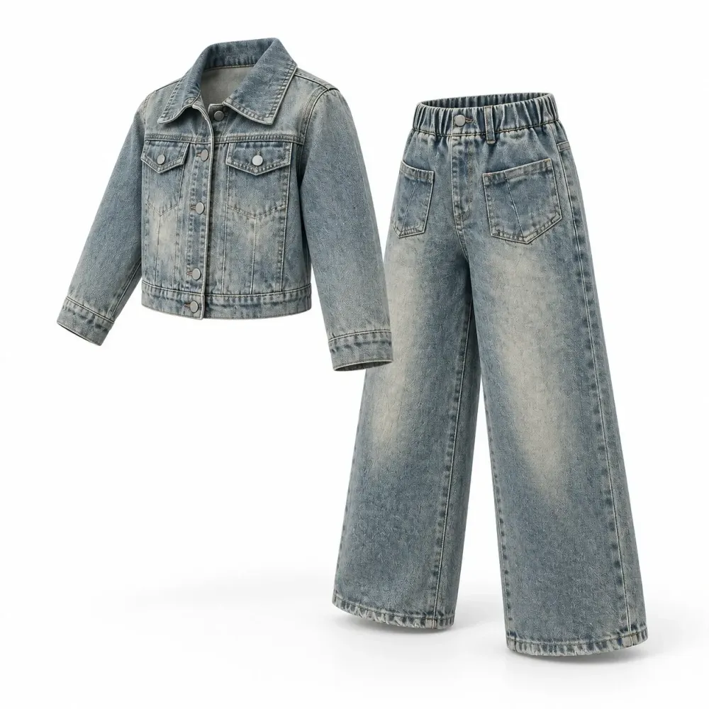 Set Girls Front Pocket Denim — tampilan lain