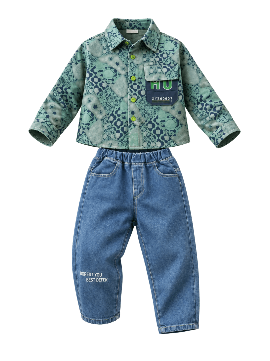Set Boys Hawaiian Print Casual Style