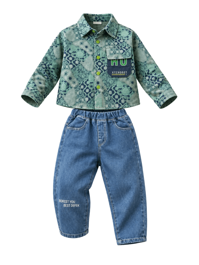 Set Boys Hawaiian Print Casual Style