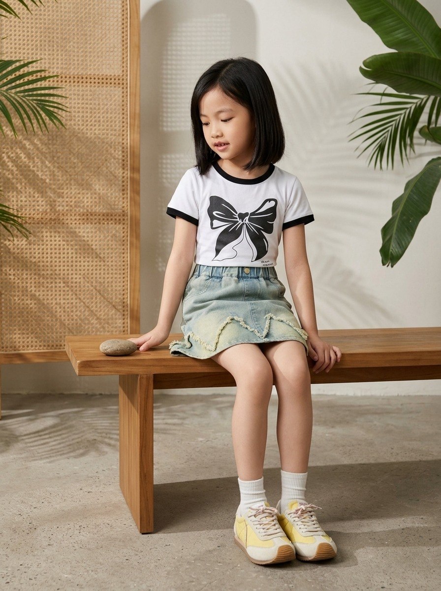 Skirt Girl Half Knee Denim - Foto 3