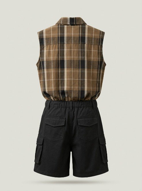 Set Girls Tartan Casual Cargo