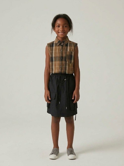 Set Girls Tartan Casual Cargo