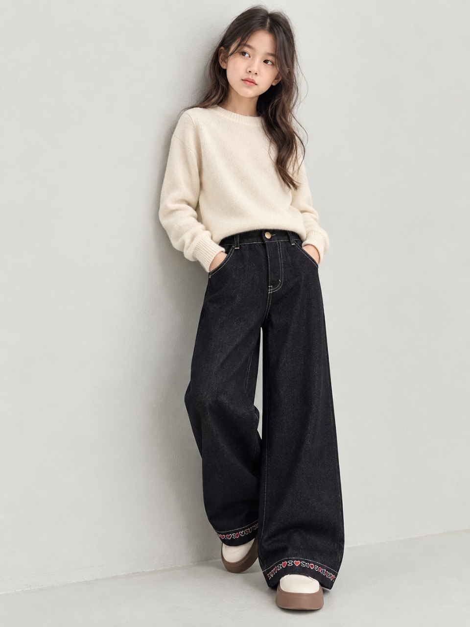 Pants Girl Polished Black Denim - Foto 6