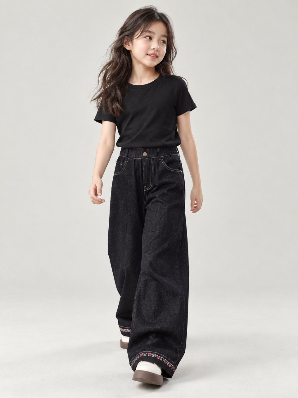 Pants Girl Polished Black Denim - Foto 7