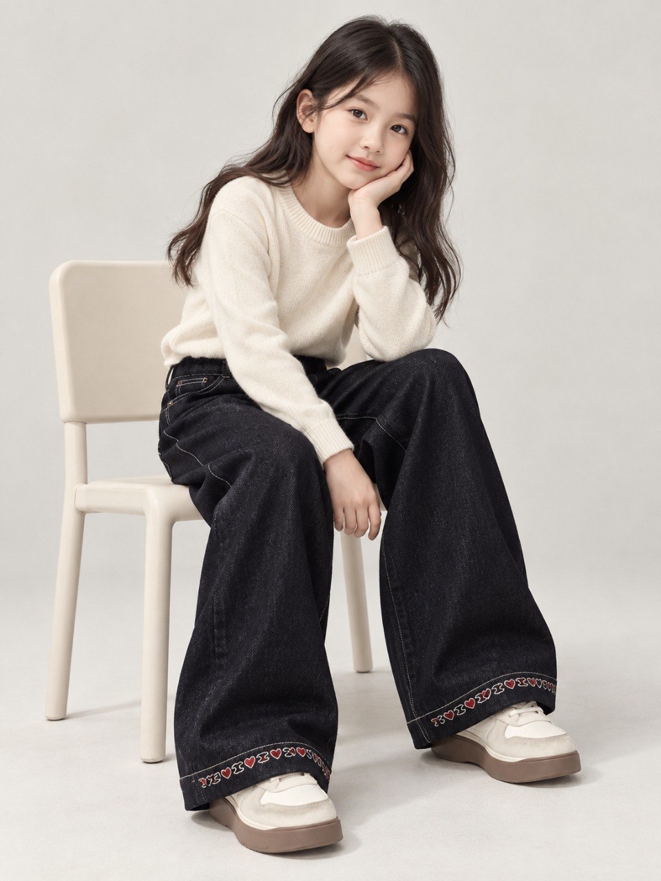 Pants Girl Polished Black Denim - Foto 4