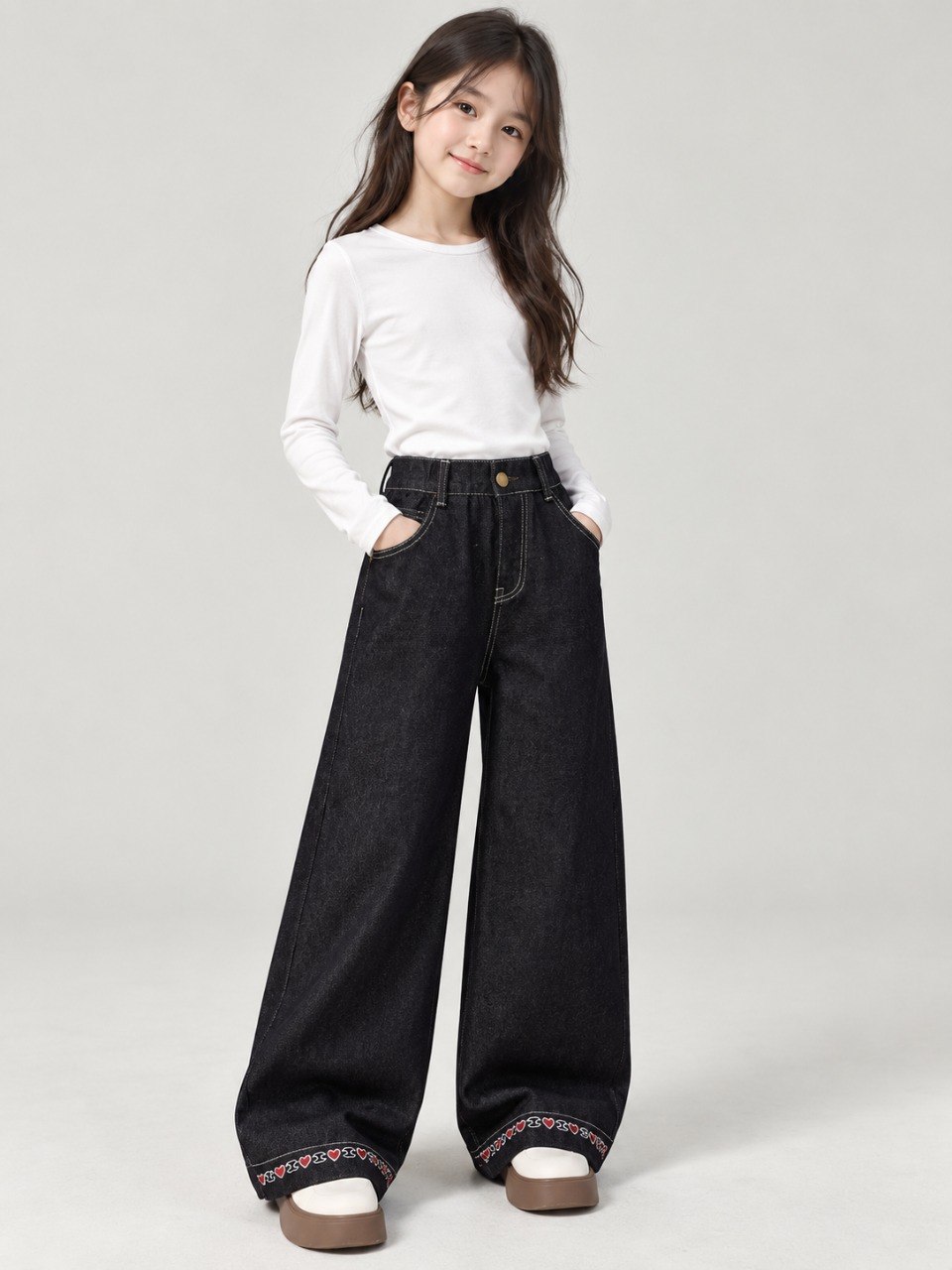 Pants Girl Polished Black Denim