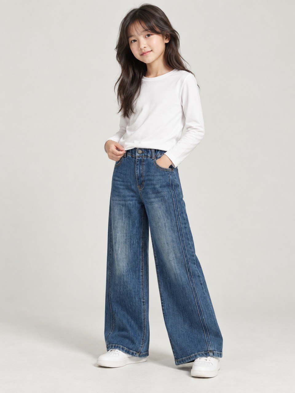 Pants Girls Folk Stripe Denim