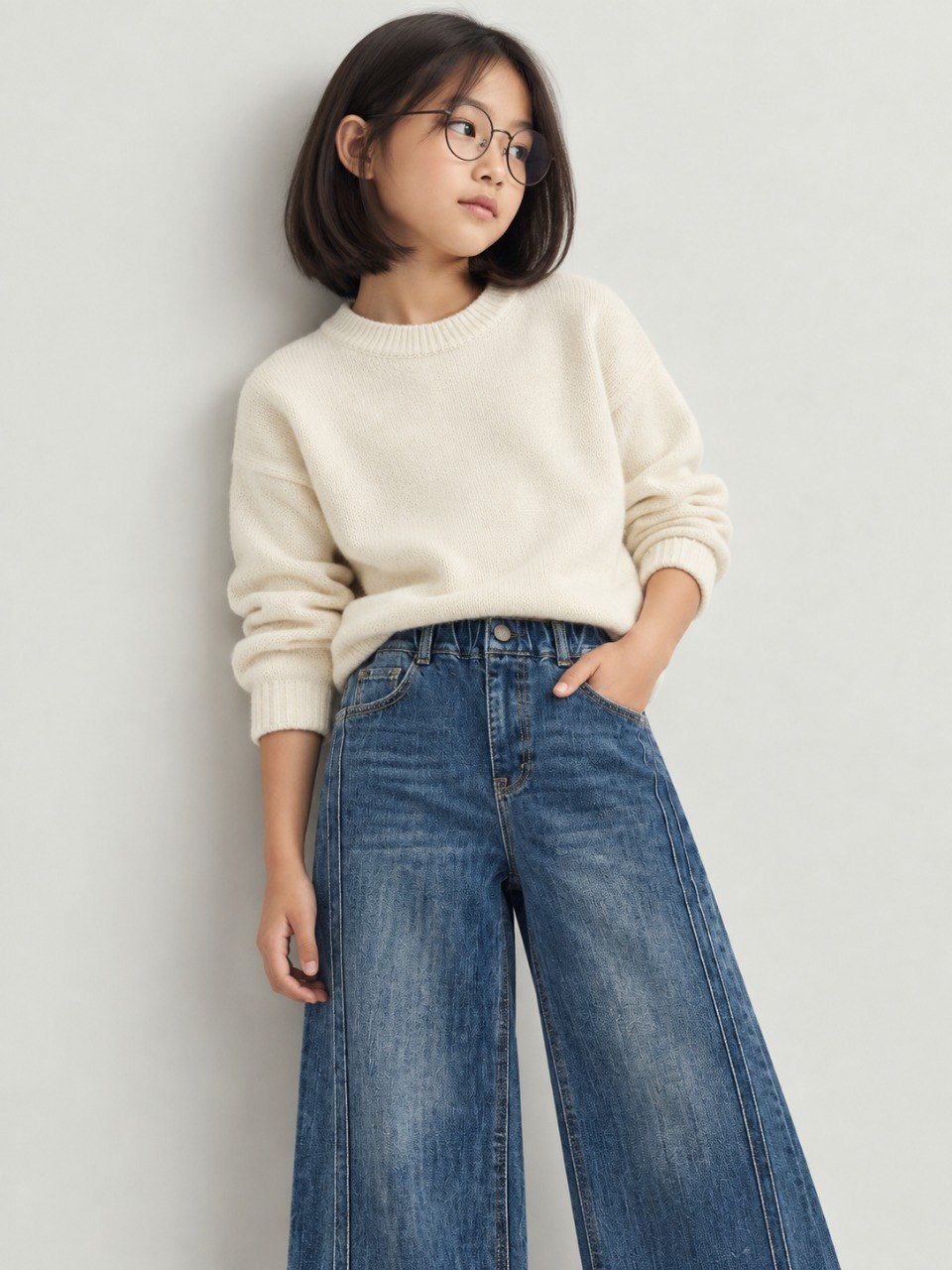 Pants Girls Folk Stripe Denim