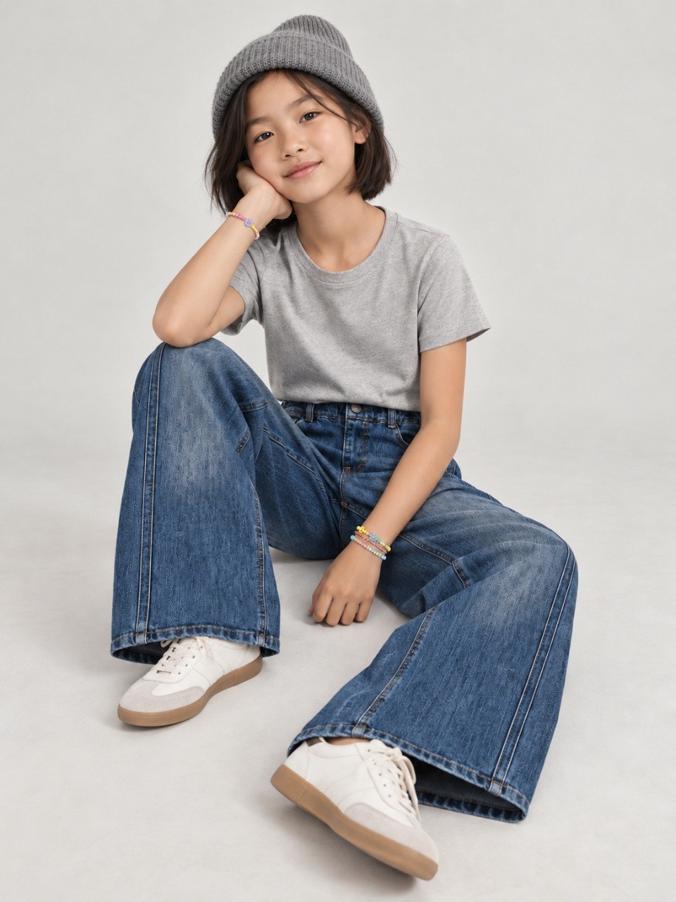 Pants Girls Folk Stripe Denim