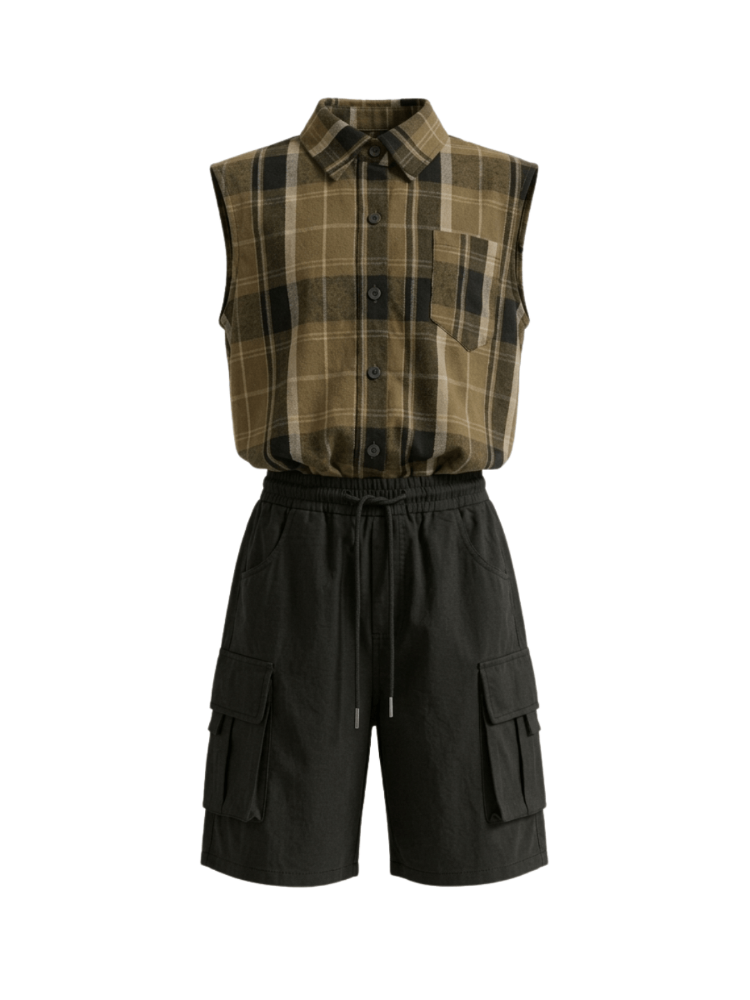 Set Girls Tartan Casual Cargo