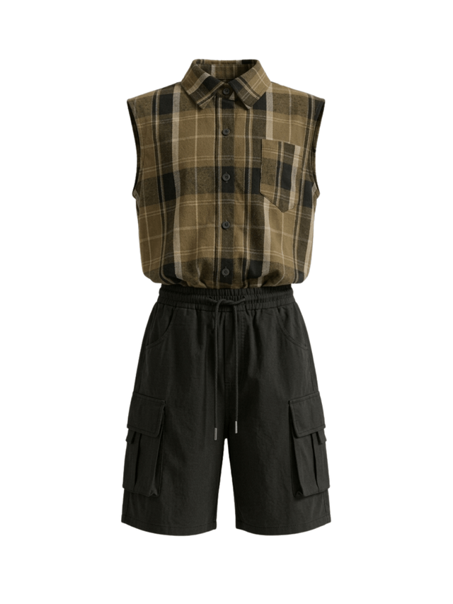 Set Girls Tartan Casual Cargo