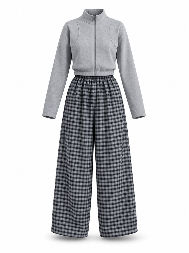 Set Girls Grey Tartan Swag