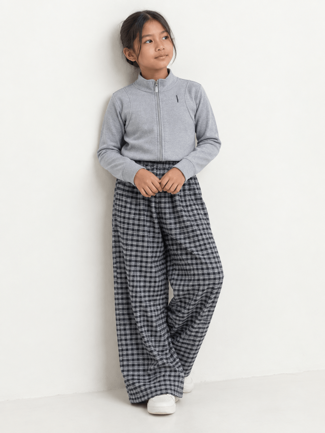Set Girls Grey Tartan Swag