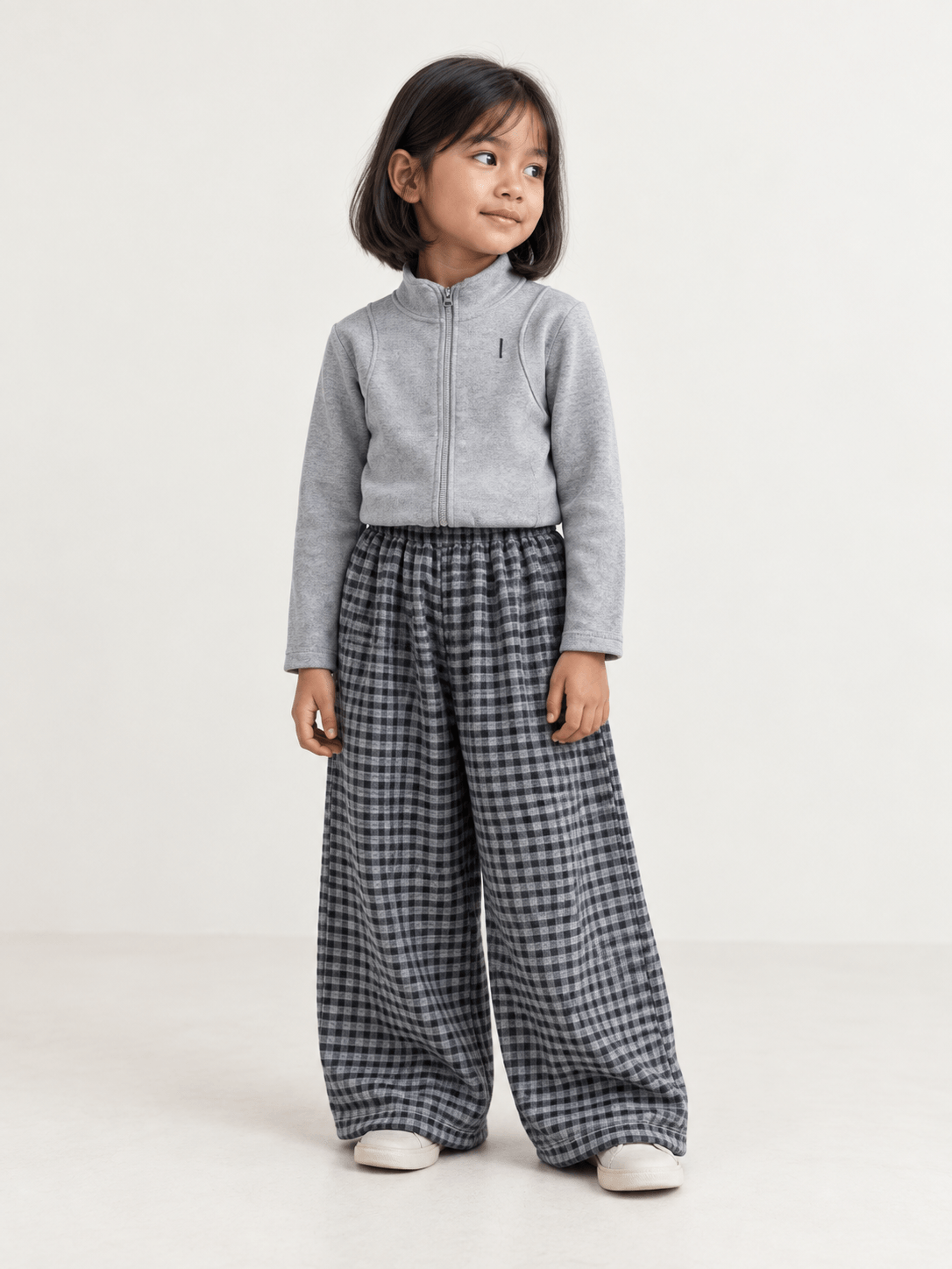 Set Girls Grey Tartan Swag