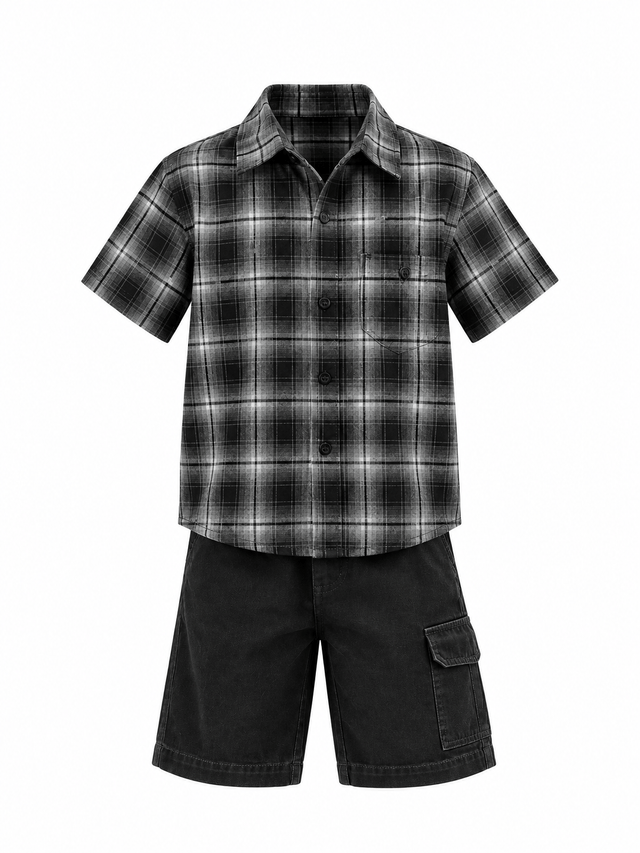 Set Boys Black Down Tartan
