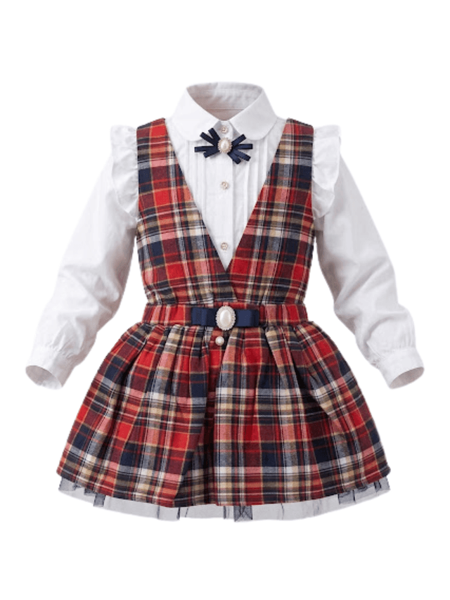 Dress Girls Netherlands Stylized Plaid Pin