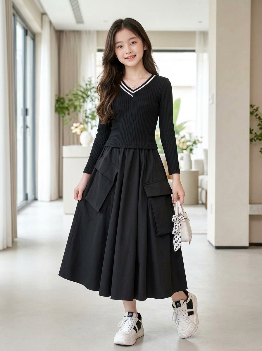 DRESS GIRLS NOIR DOTTIE