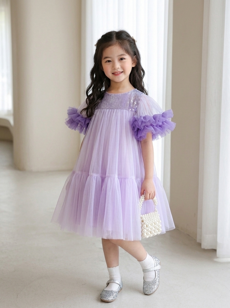 DRESS GIRLS PUPPY PURPLE