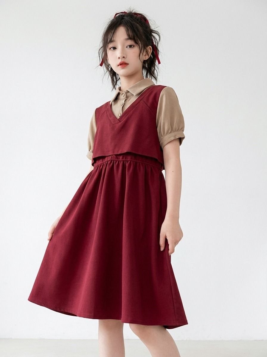 Dress Girls Red Aster