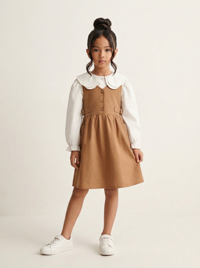 Dress Girls Simple Big Pocket โ tampilan lain